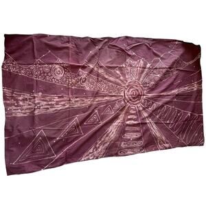 OOAK Handmade Batik Sunrise Over Mountain Trippy Hippie Summer Beach Long Sarong